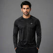 Men's full sleeves active tee by ZAKWEAR, black athletic shirt with moisture-wicking fabric, fitted athletic design.