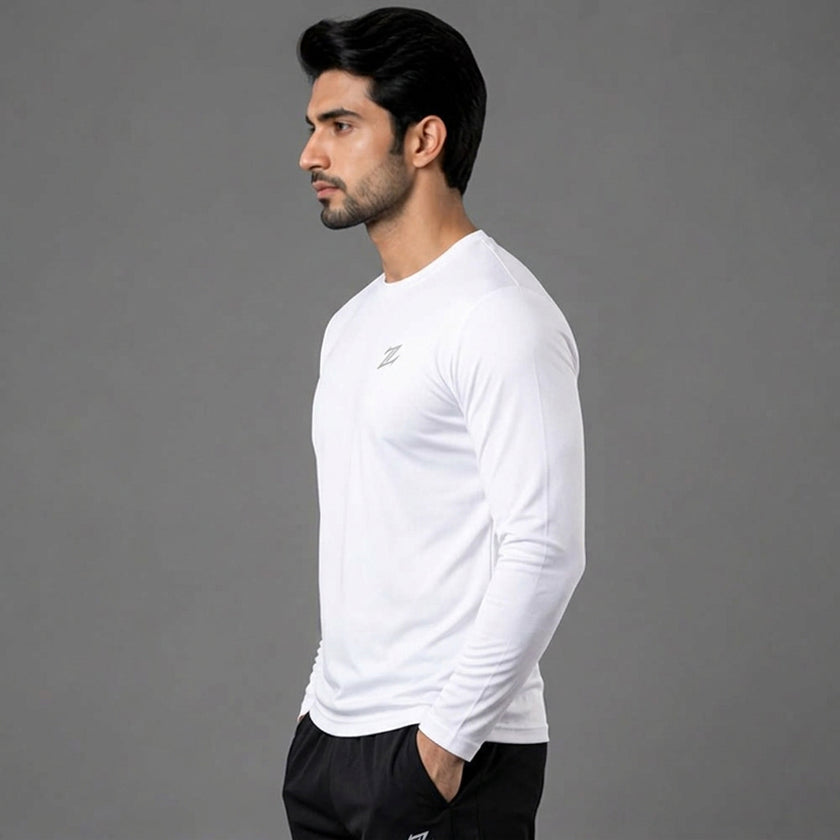 Men's full sleeves active tee by ZAKWEAR, black athletic shirt with breathable fabric and fitted design for sports and workouts.