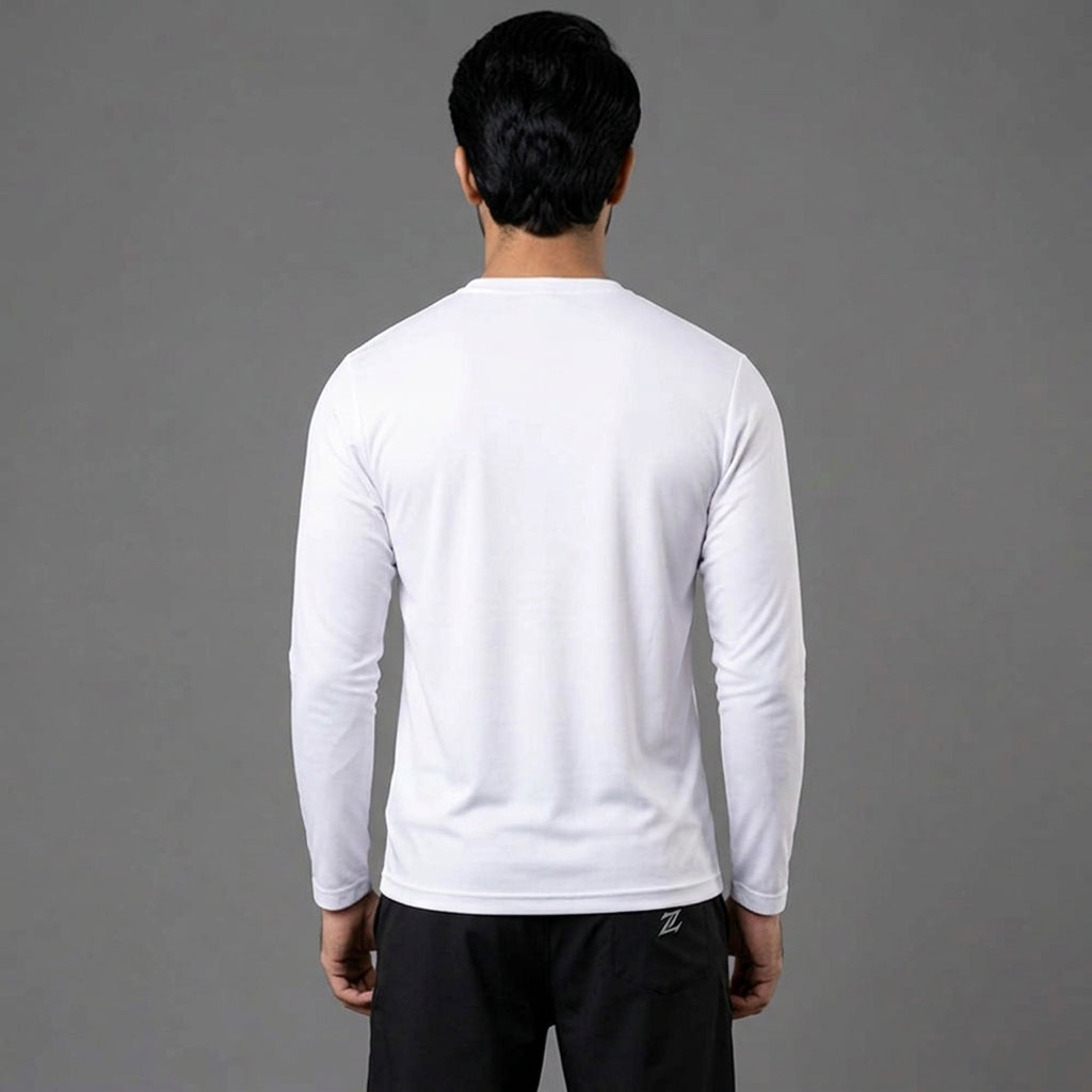 Men's full sleeves active tee by ZAKWEAR, black athletic shirt with moisture-wicking fabric and crew neckline.