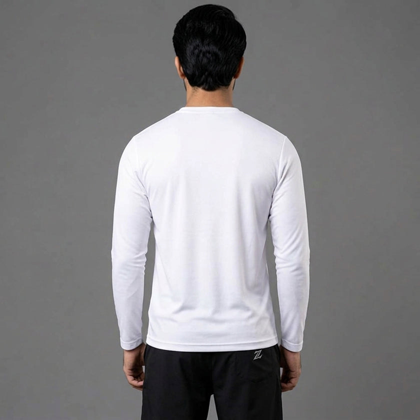 Men's full sleeves active tee by ZAKWEAR, black athletic shirt with moisture-wicking fabric and crew neckline.