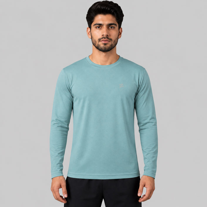 Men's ZAKWEAR full sleeves active tee shirt in black, featuring a comfortable fit and breathable fabric.