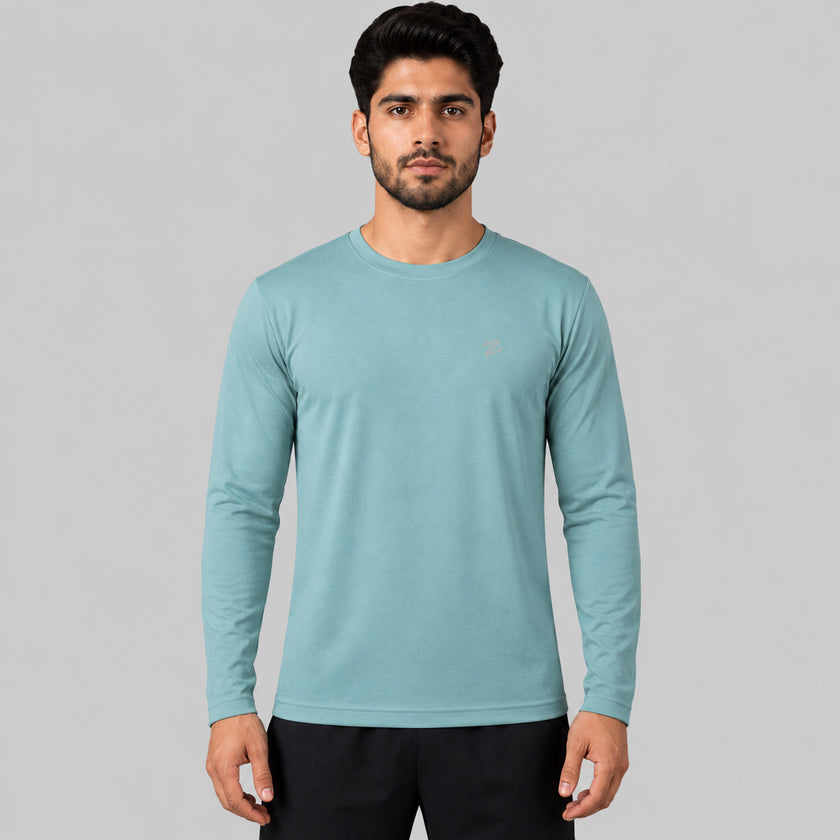 Men's ZAKWEAR full sleeves active tee shirt in black, featuring a comfortable fit and breathable fabric.