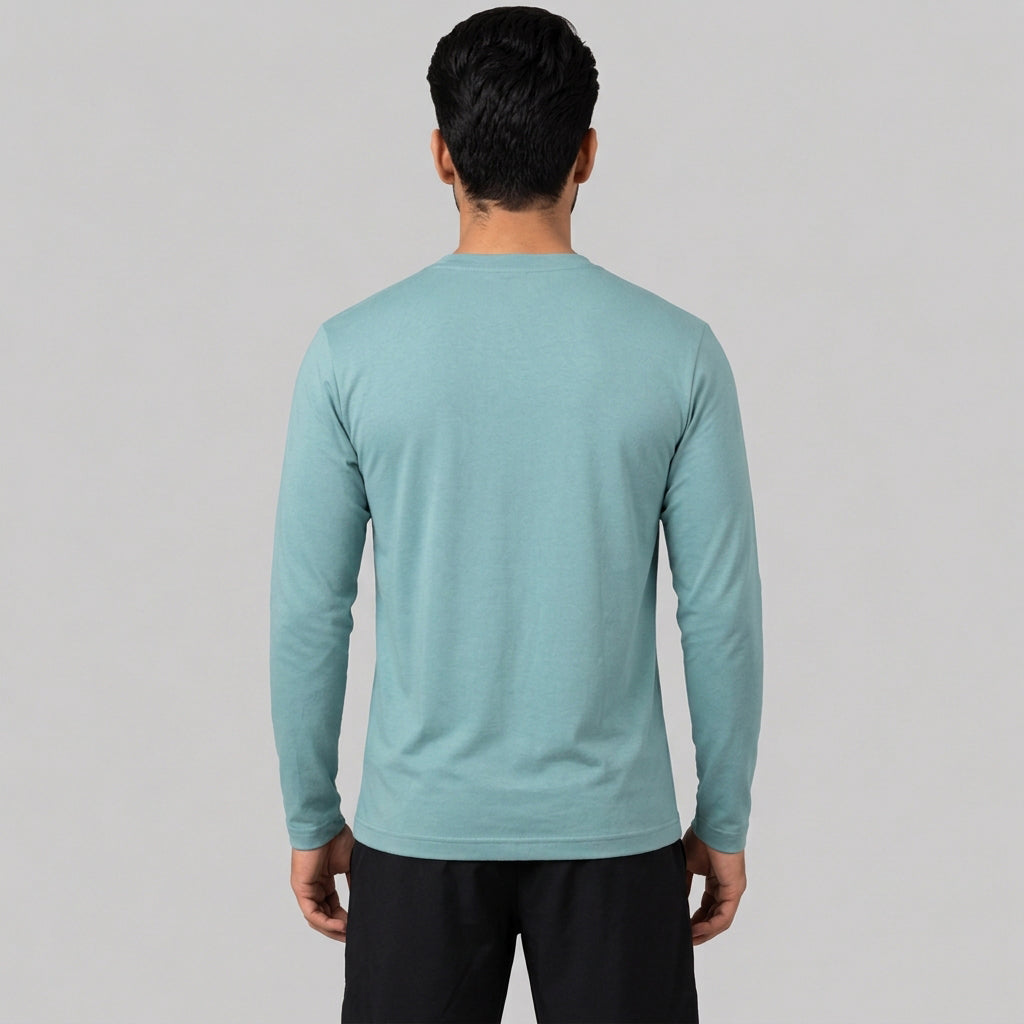 Men's ZAKWEAR full sleeves active tee in black, showcasing a comfortable fit and athletic design for active wear.