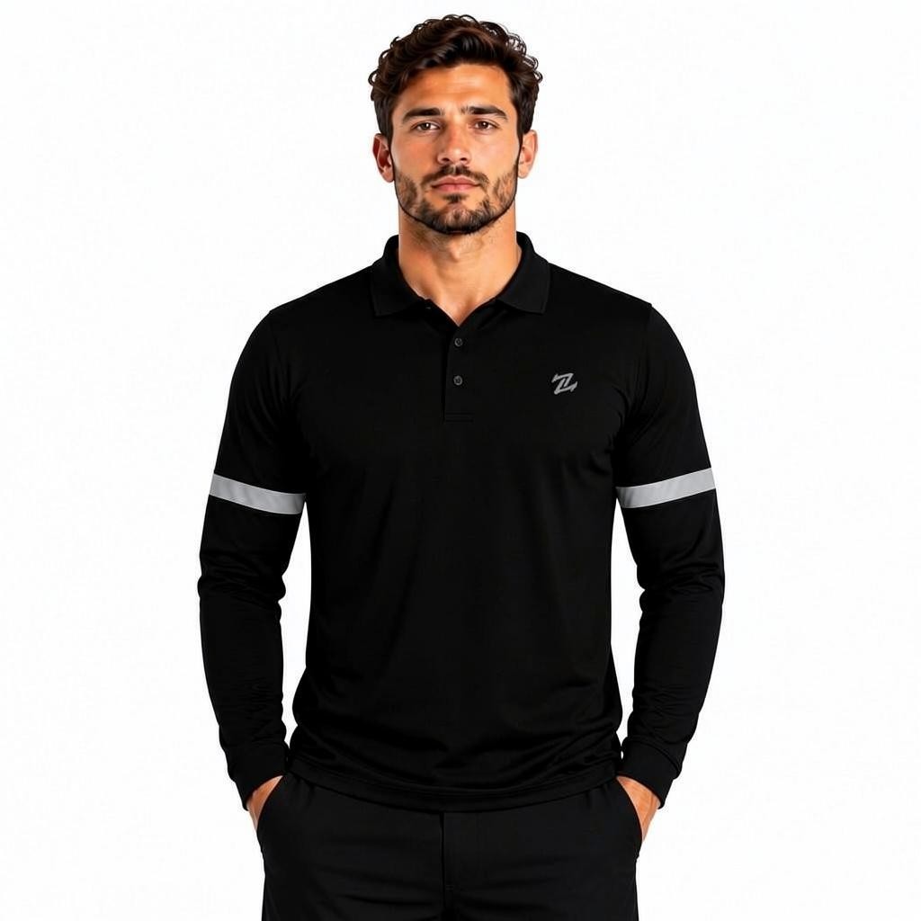 Men's classic full sleeves polo shirt by ZAKWEAR, shown in a neutral color with a collar and button placket.