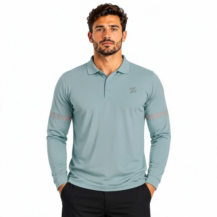 Men's classic full sleeve polo shirt by ZAKWEAR, featuring a comfortable fit and timeless design in a neutral color.