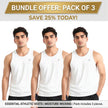 Men's ZAKWEAR pack of 3 workout tank tops, suitable for gym and everyday wear, displayed in a casual outdoor setting.