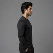 Men's full sleeves active tee by ZAKWEAR, shown in black with a fitted athletic design and crew neckline.