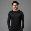 Men's ZAKWEAR full sleeves active tee, black athletic long-sleeve shirt with breathable fabric and sporty fit, ideal for workouts.