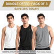 Pack of three ZAKWEAR men's workout tank tops, suitable for gym, exercise, and everyday casual wear.