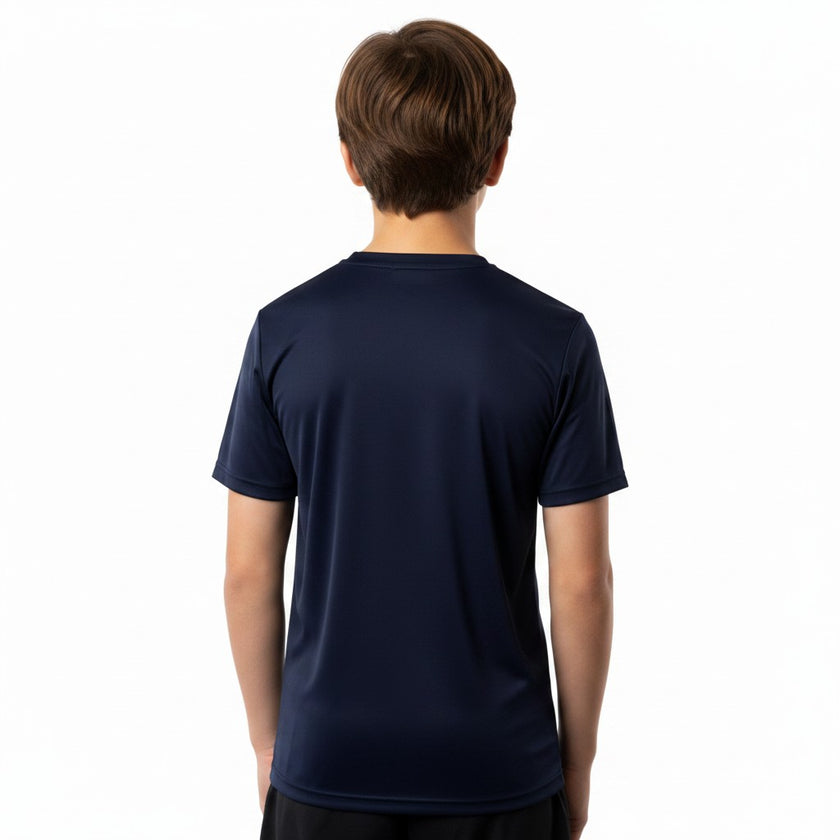 Kids quick-dry T-shirt by ZAKWEAR, showing a child wearing a lightweight, breathable outdoor T-shirt in bright colors.
