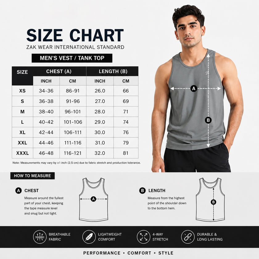 Men's pack of three ZAKWEAR tank tops for workout, gym, and everyday wear, shown in various colors on a plain background.