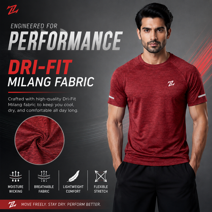 Men's active wear quick dry T-shirt by Zakwear, lightweight and breathable athletic tee for workout or casual wear.
