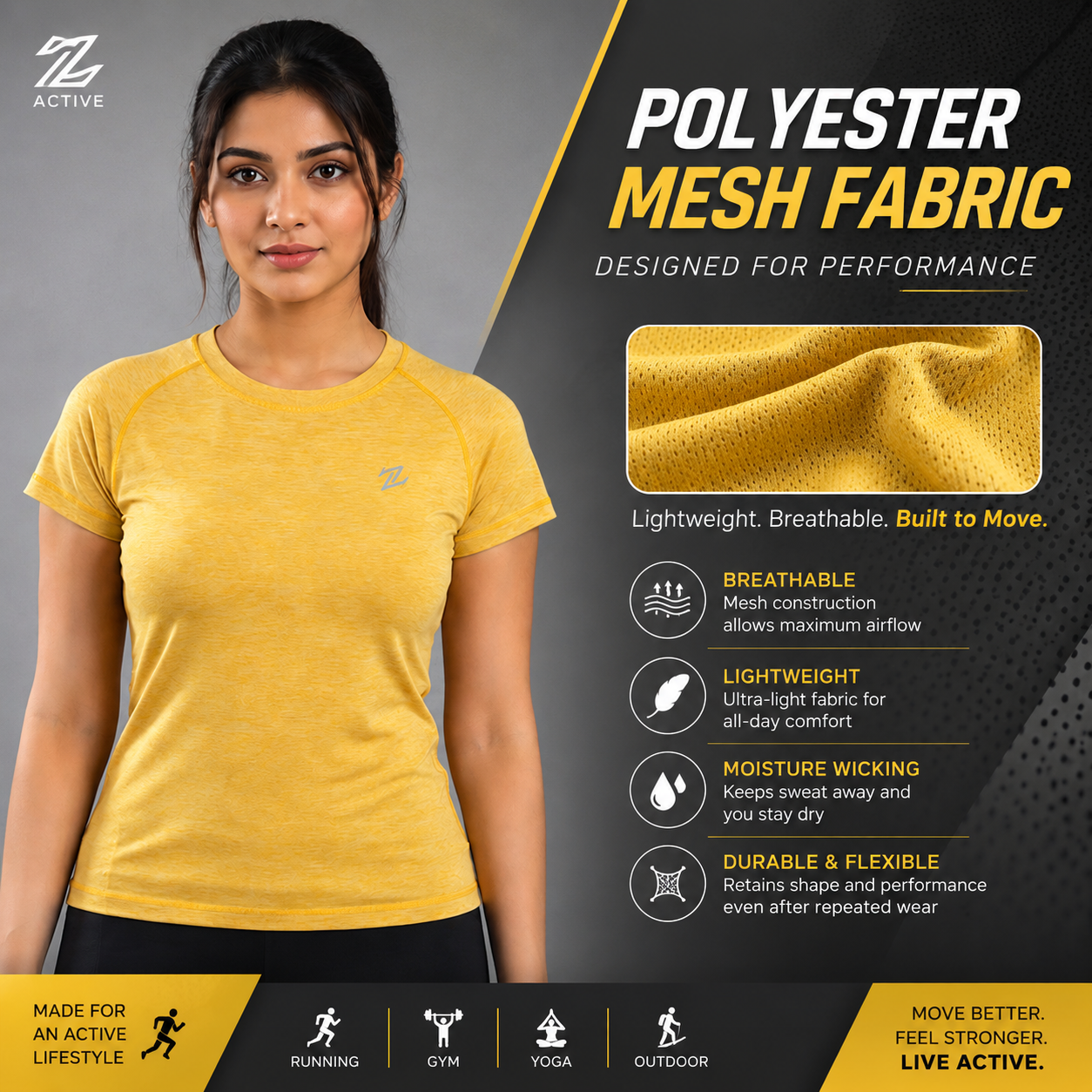 Women's ZAKWEAR activewear basic tee in soft fabric, with a relaxed fit and short sleeves, ideal for workouts and casual wear.