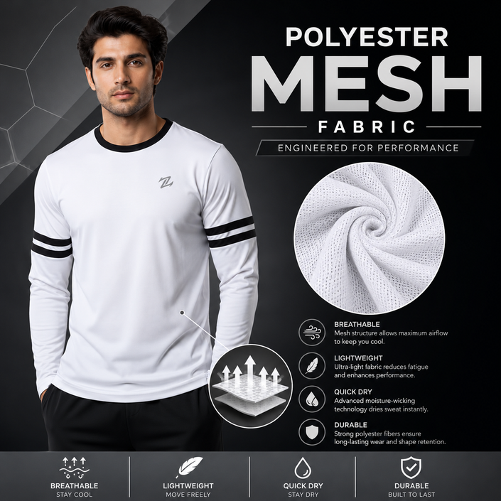 Men's full sleeves active tee by ZAKWEAR, lightweight athletic shirt with moisture-wicking fabric and a comfortable fit.
