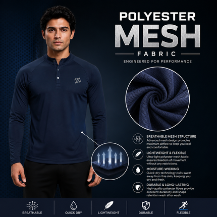 Men's full sleeves active tee by ZAKWEAR, black performance shirt with moisture-wicking fabric and athletic fit.