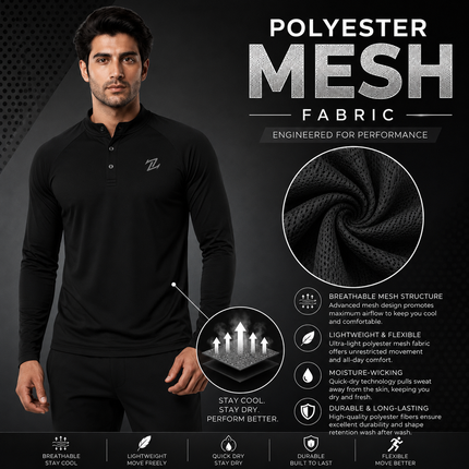 Men's full sleeves active tee by ZAKWEAR, shown in a lightweight, breathable fabric with a fitted athletic design.