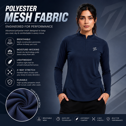 Women’s full-sleeves shirt by ZAKWEAR, featuring a comfortable fit and classic design, shown in a neutral color.
