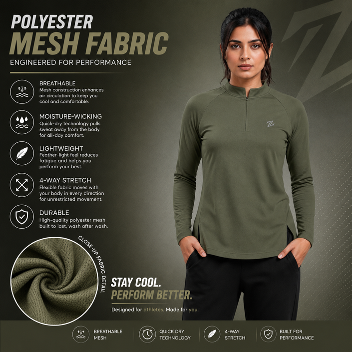 Women’s full-sleeves ZAKWEAR shirt displayed on a hanger, featuring a classic collar and button front in soft fabric.