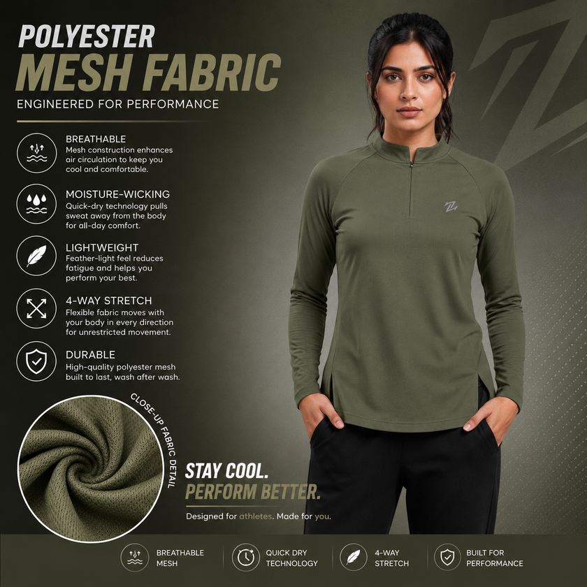 Women’s full-sleeves ZAKWEAR shirt displayed on a hanger, featuring a classic collar and button front in soft fabric.
