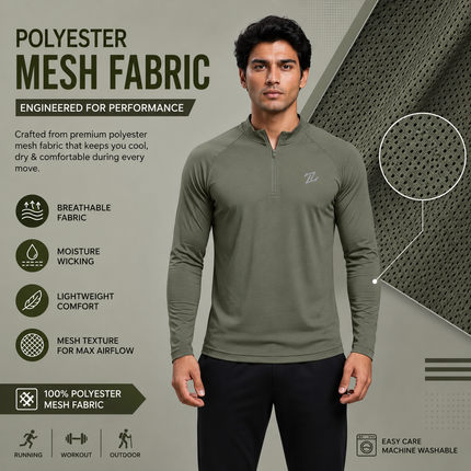 Men's full sleeves active tee by ZAKWEAR, lightweight athletic shirt with moisture-wicking fabric and comfortable fit.