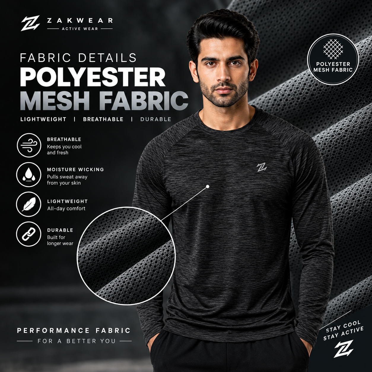 Men's full sleeves active tee