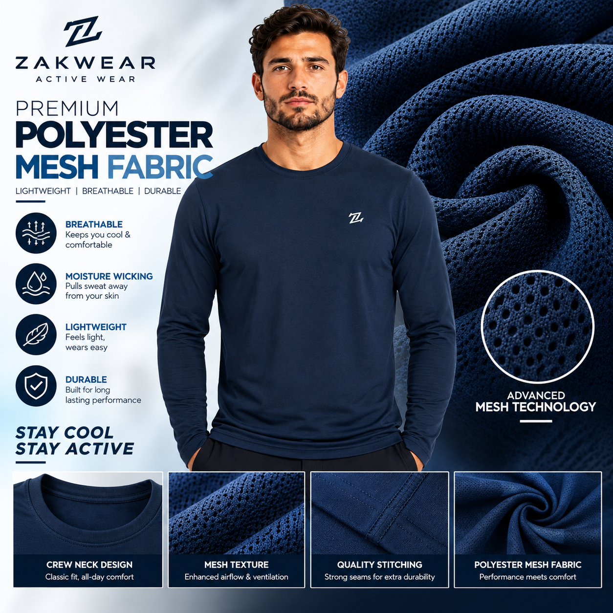 Men's full sleeves active tee