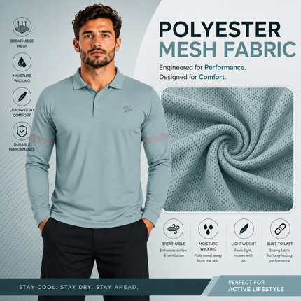 Men's classic full-sleeve polo shirt by ZAKWEAR, featuring a comfortable fit and timeless design in durable fabric.