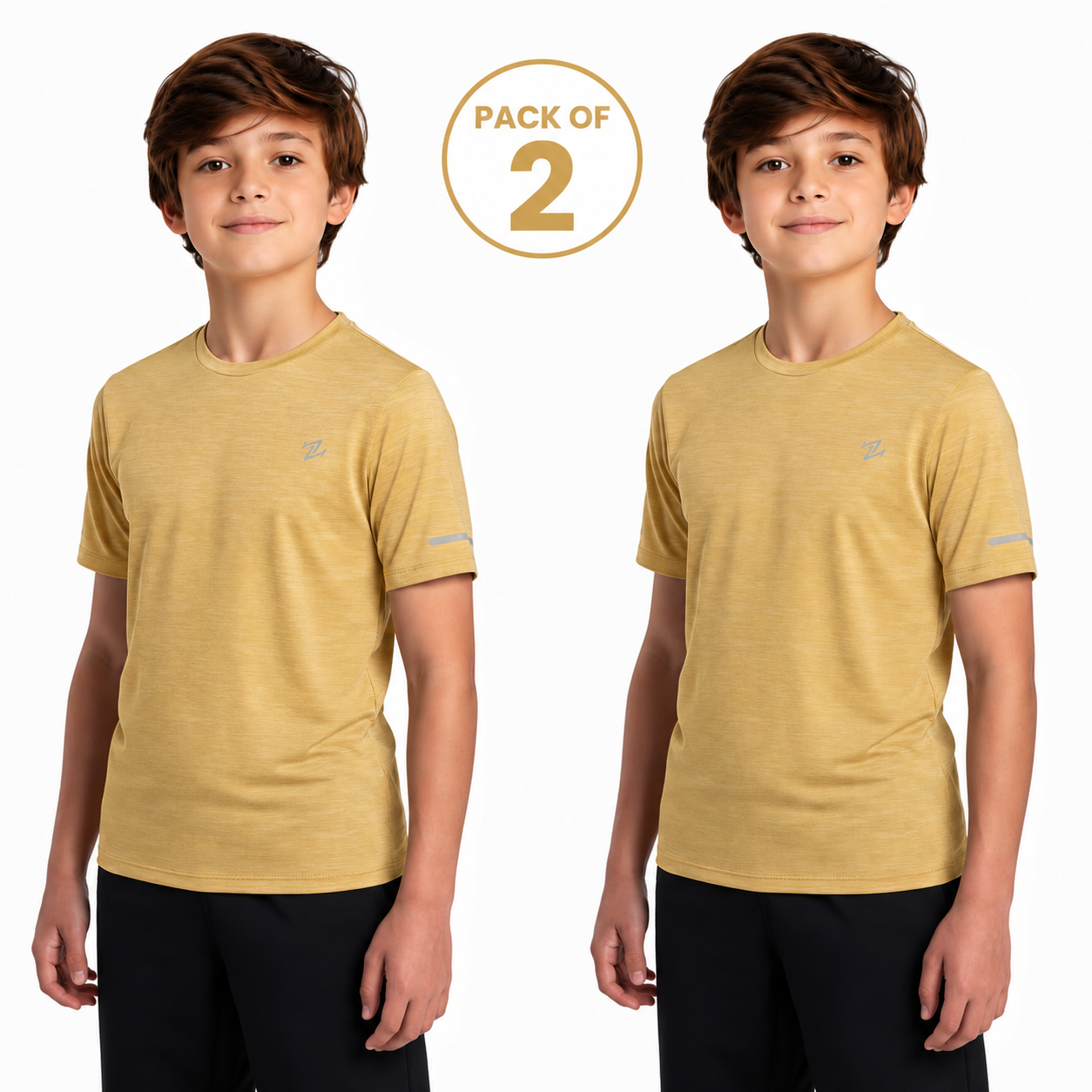 Kids pack of 2 quick-dry T-shirts by ZAKWEAR, featuring comfortable, lightweight fabric perfect for outdoor activities.