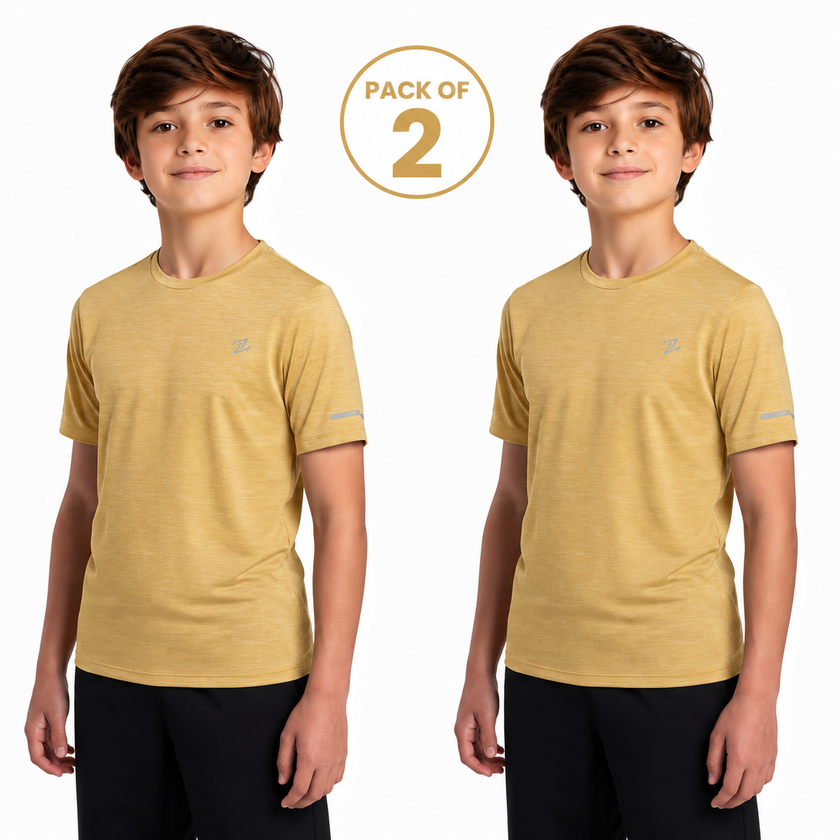 Kids pack of 2 quick-dry T-shirts by ZAKWEAR, featuring comfortable, lightweight fabric perfect for outdoor activities.