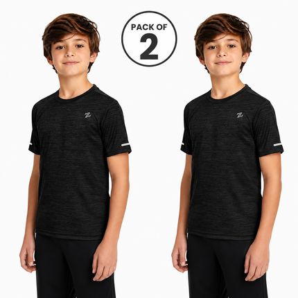 Kids pack of 2 ZAKWEAR quick-dry T-shirts in bright colors, perfect for outdoor activities and comfortable wear.