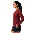 Women's Lightweight Melange Crewneck Activewear Shirt – Full Sleeve Performance Workout Top