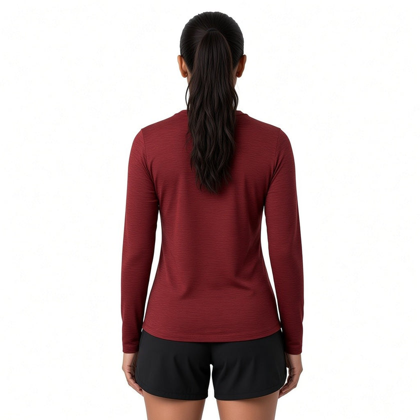 Women's Lightweight Melange Crewneck Activewear Shirt – Full Sleeve Performance Workout Top