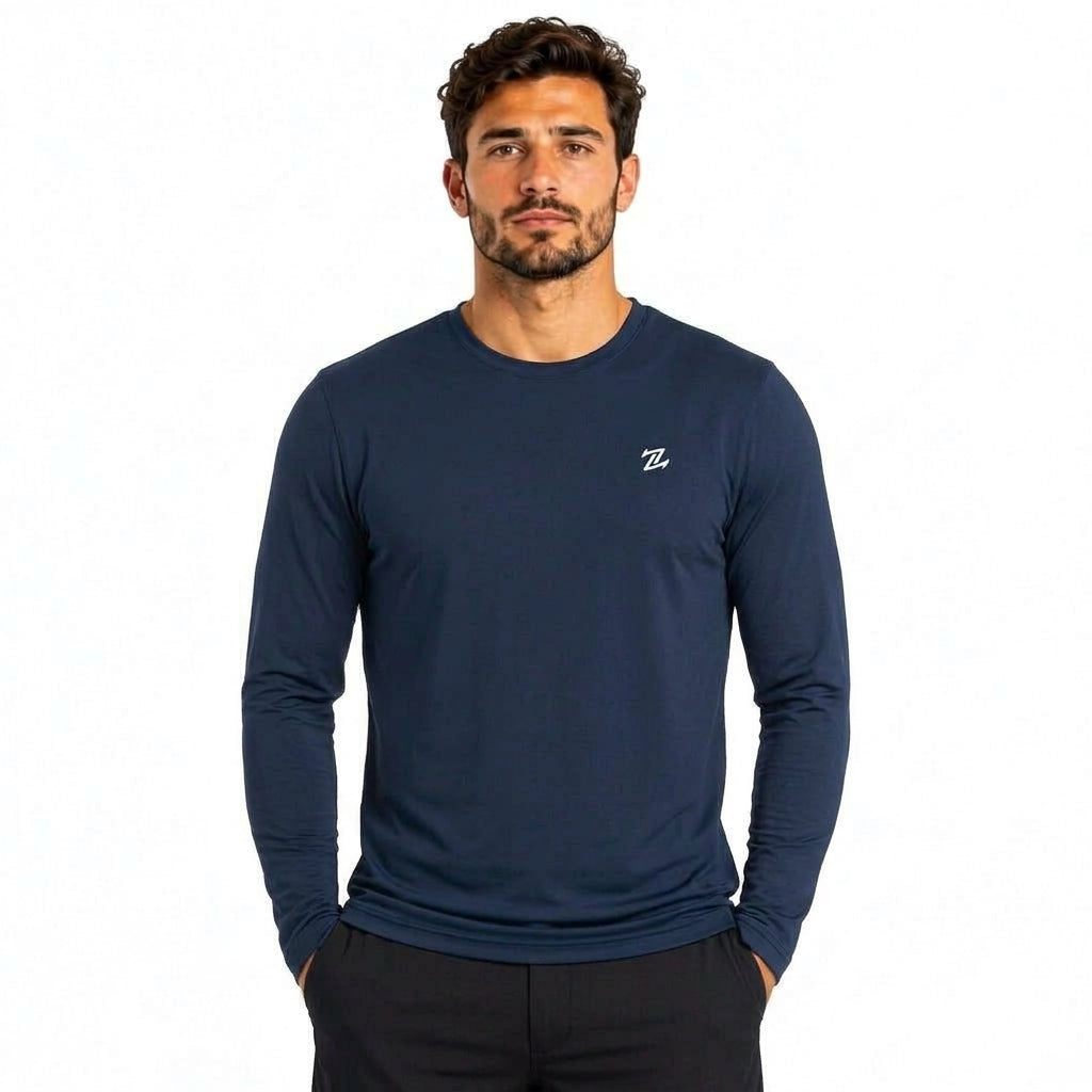 Men's full sleeves active tee by ZAKWEAR, shown in a sleek design, with breathable fabric and a fitted athletic fit.