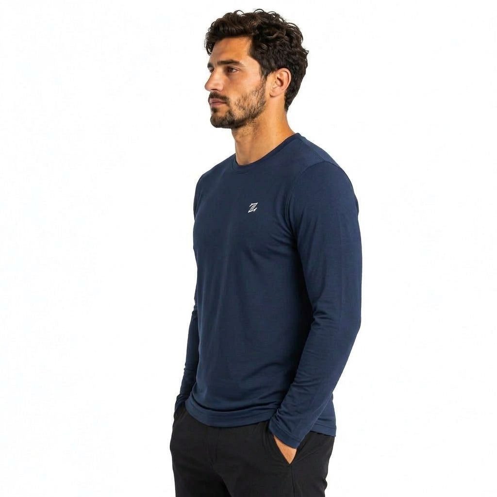 Men's full-sleeve active tee by ZAKWEAR featuring a modern Gemini graphic on lightweight athletic fabric.
