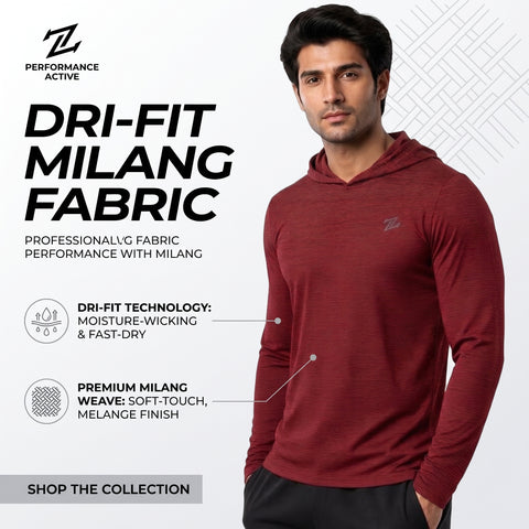 Men's Lightweight Full-Sleeve Hooded Active T-Shirt – Gym, Sports & Running Wear