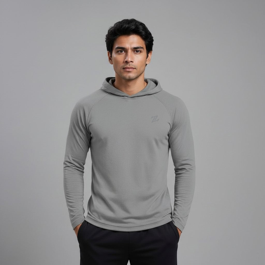 Men's full sleeves hooded active tee