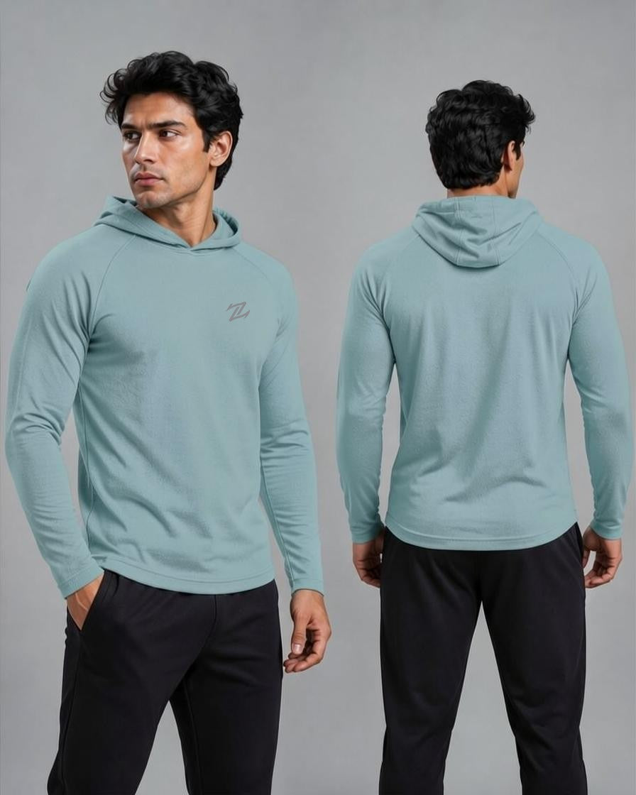 Men's full sleeves hooded active tee