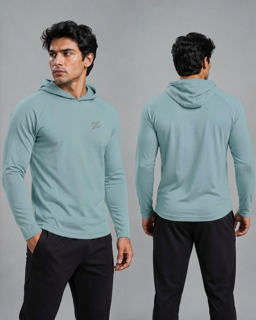 Men's full sleeves hooded active tee