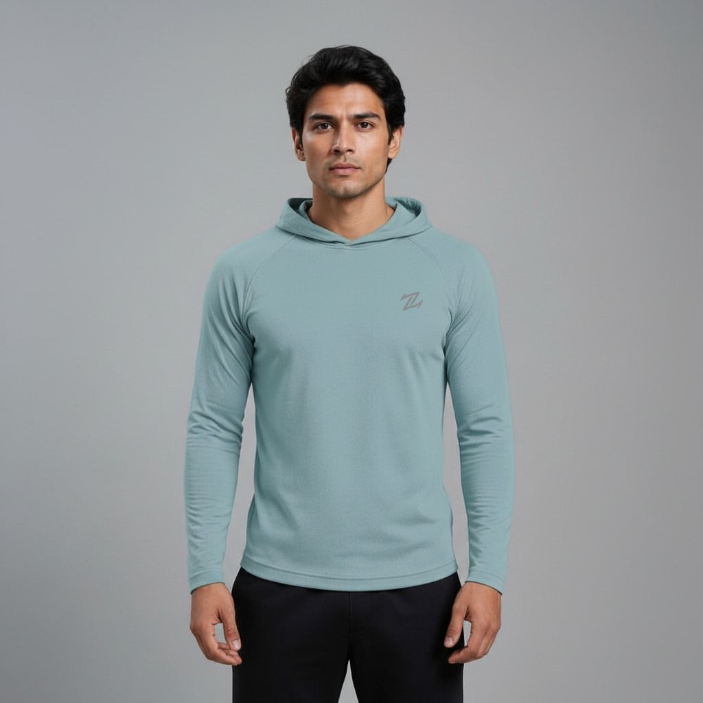 Men's full sleeves hooded active tee