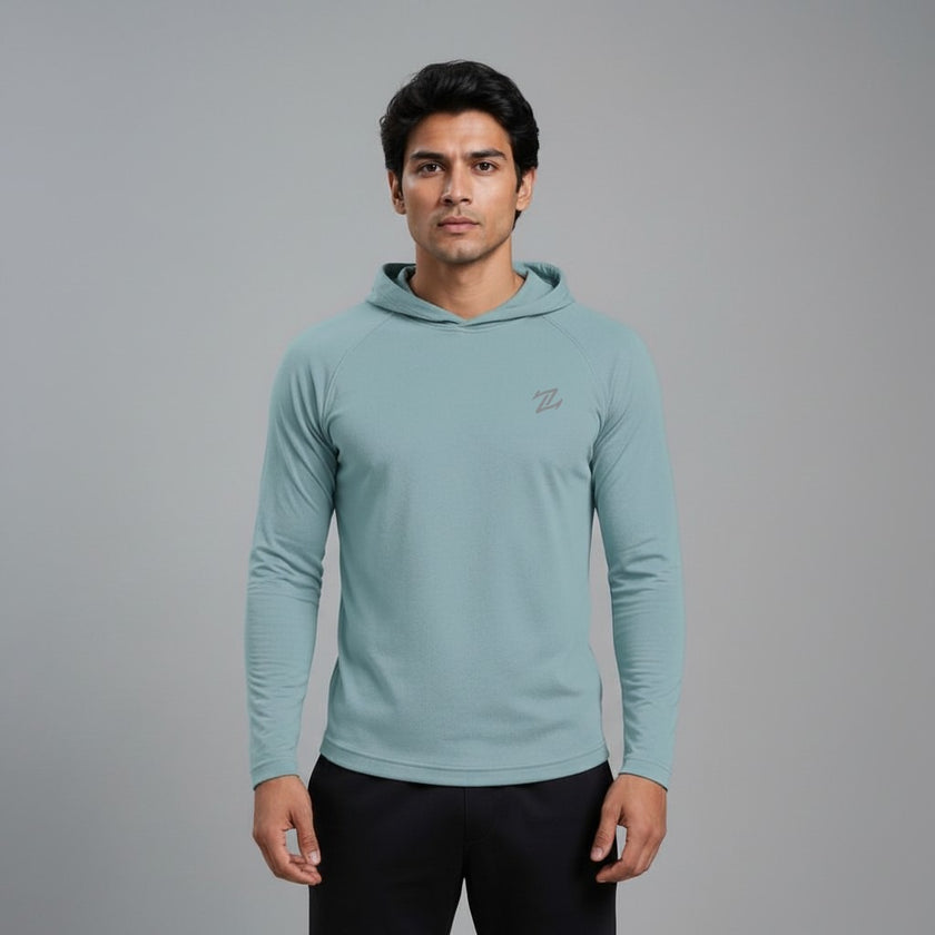 Men's full sleeves hooded active tee