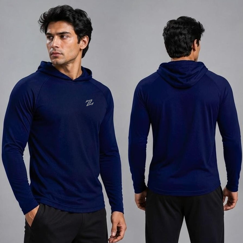 Men's full sleeves hooded active tee
