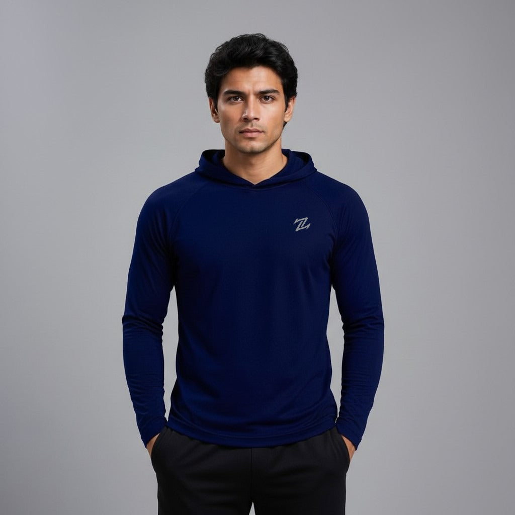 Men's full sleeves hooded active tee