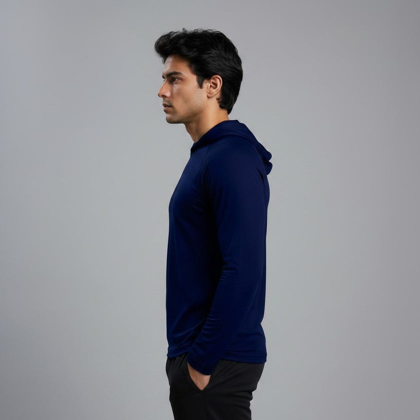 Men's full sleeves hooded active tee