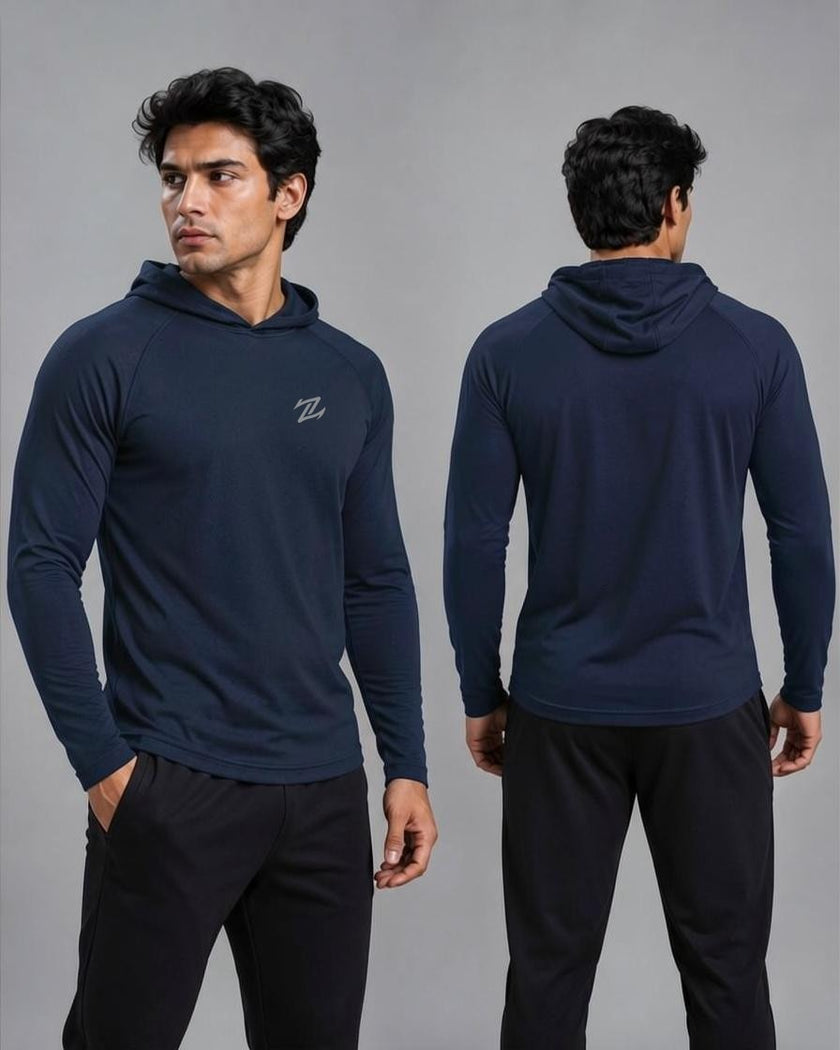 Men's full sleeves hooded active tee