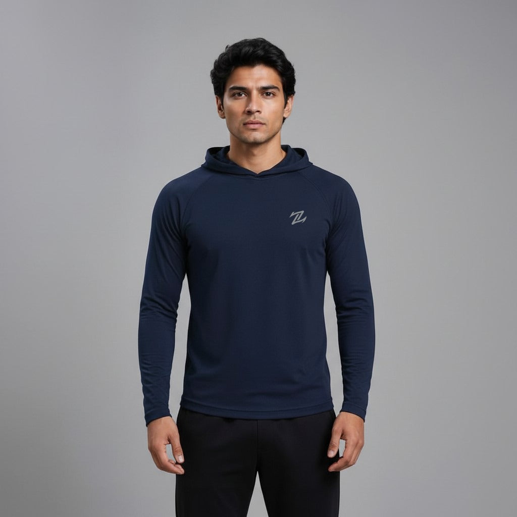 Men's full sleeves hooded active tee