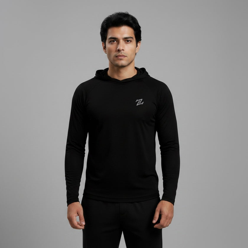 Men's full sleeves hooded active tee