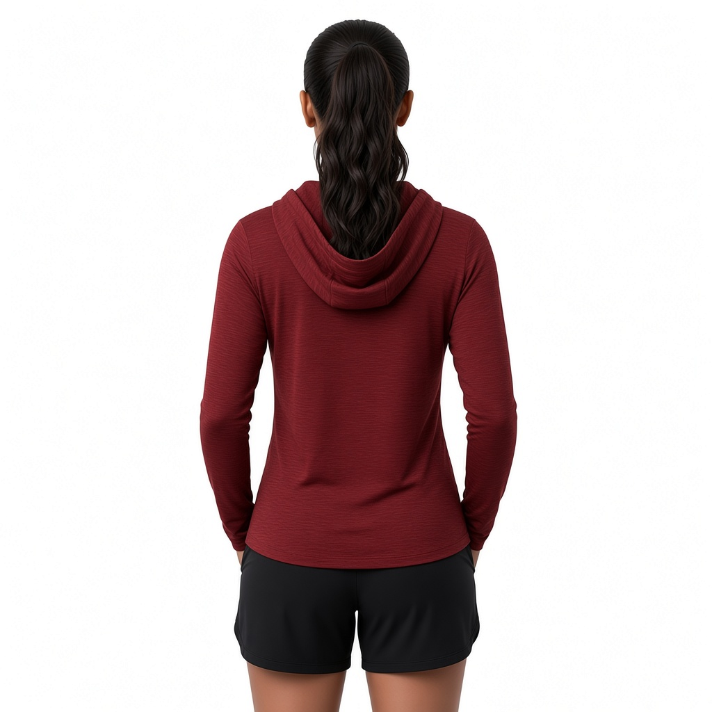 Women's Lightweight Melange Hooded Activewear Shirt – Full Sleeve Performance Workout Hoodie