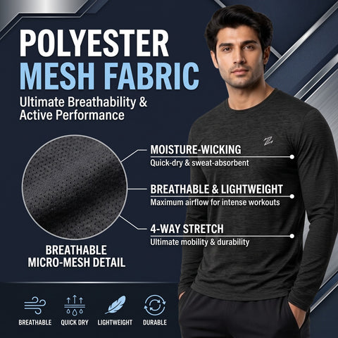 Men's Lightweight Full-Sleeve Active T-Shirt – Gym, Sports & Running Wear