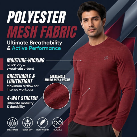 Men's Lightweight Full-Sleeve Active T-Shirt – Gym, Sports & Running Wear