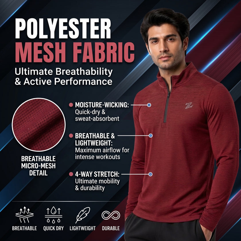 Men’s Lightweight Activewear Half-Zip Long Sleeve Performance Pullover